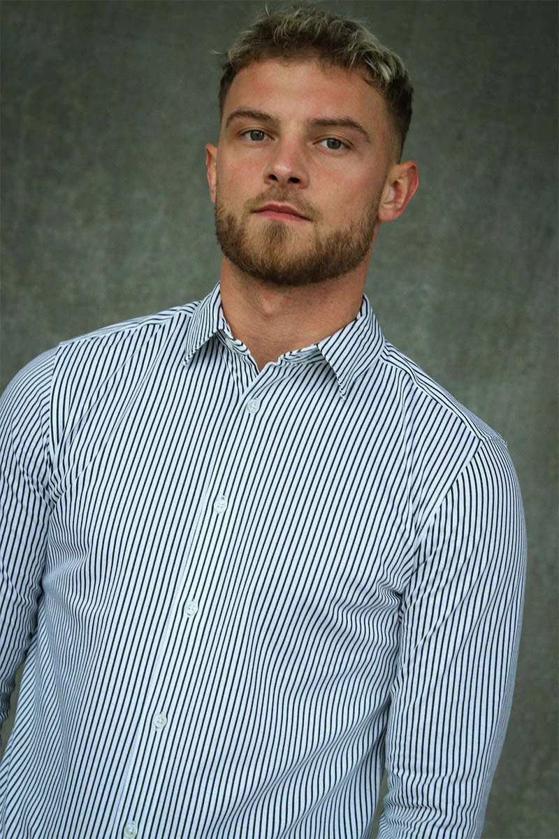 Only & Sons Miles Stripe LS Stretch Shirt Rosin - Image 3
