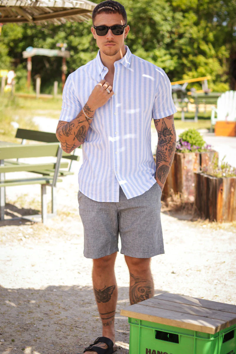 Selected Regular Brody Linen Shorts Sky Captain - Image 2