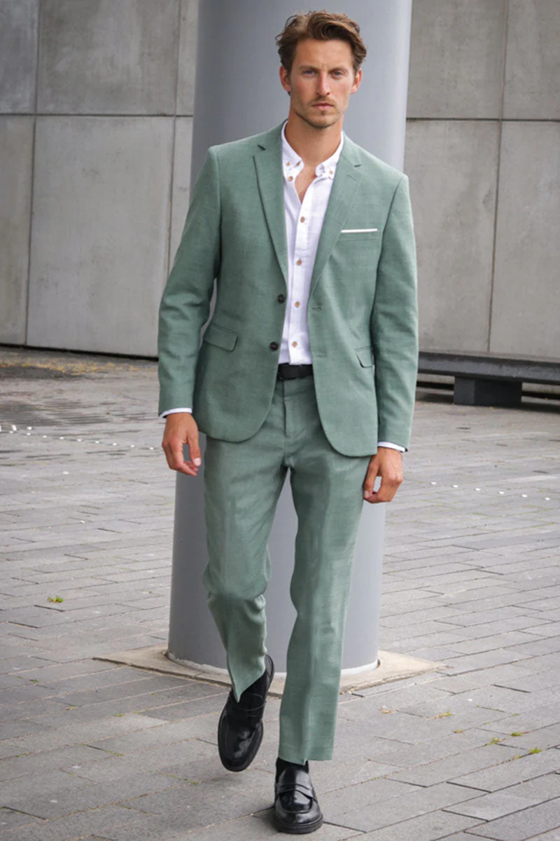 Selected SLIM OASIS LINEN BLAZER Light Green Melange - Image 5