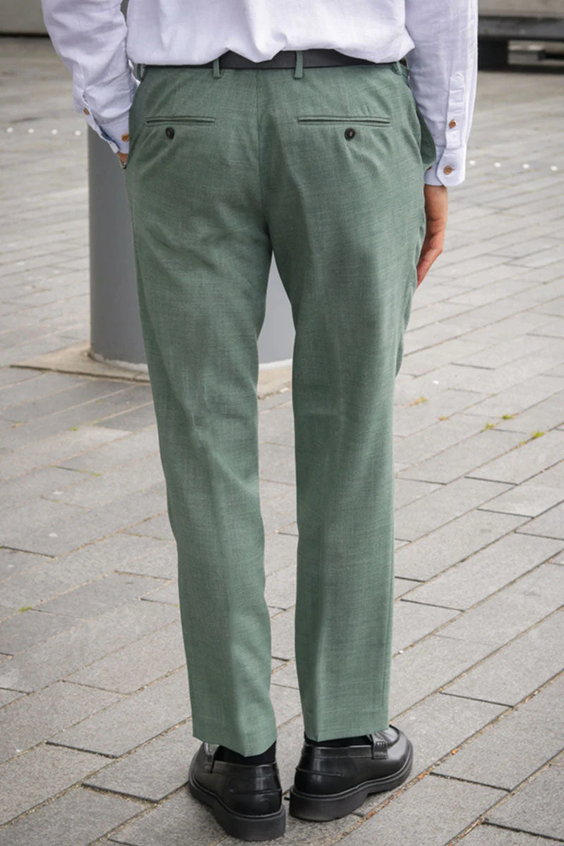 Selected SLIM OASIS LINEN PANTS Light Green Melange - Image 5