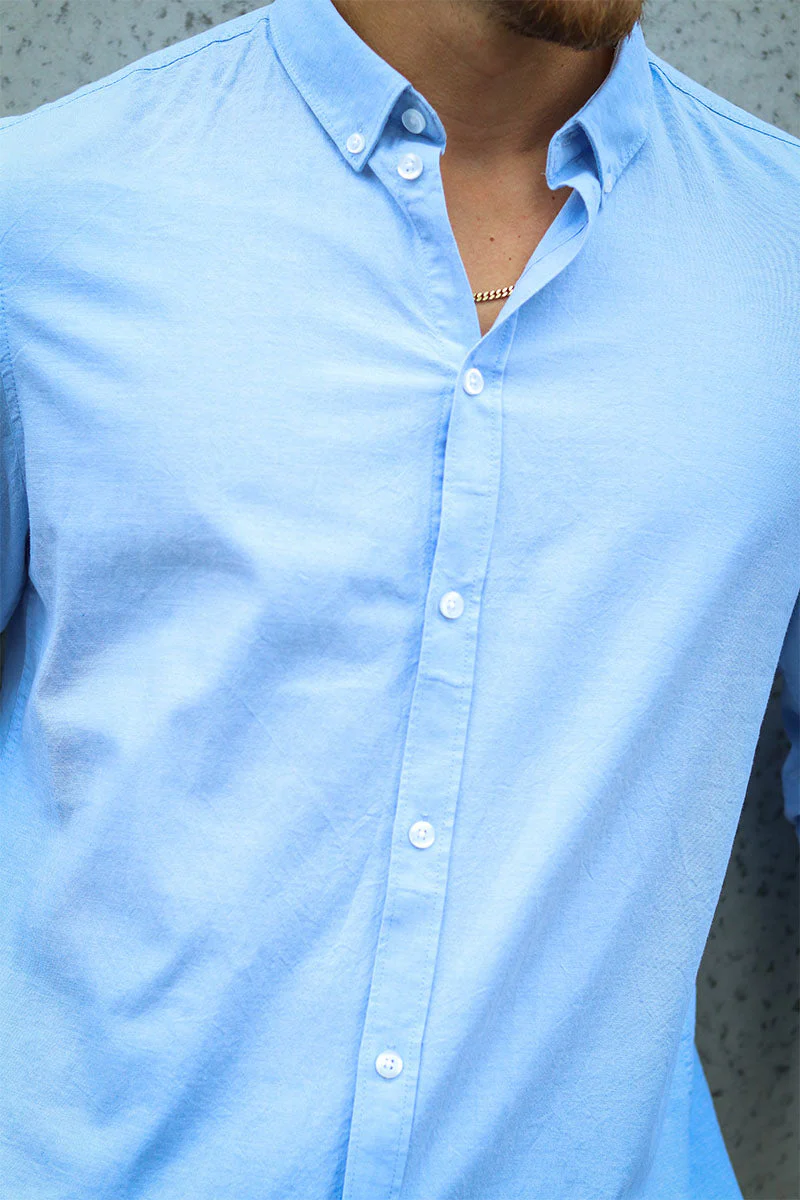 Solid Val Oxford Stretch Shirt LS Sky Blue - Image 4