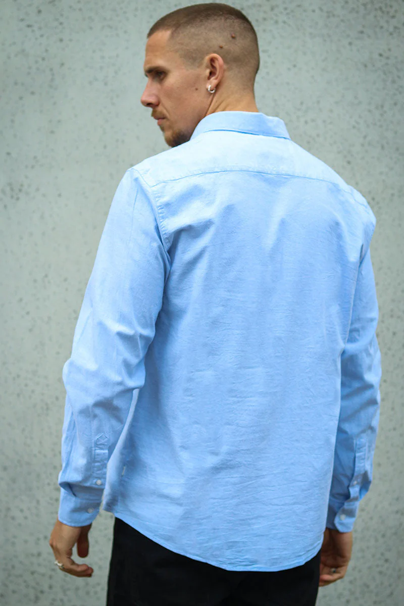Solid Val Oxford Stretch Shirt LS Sky Blue - Image 5