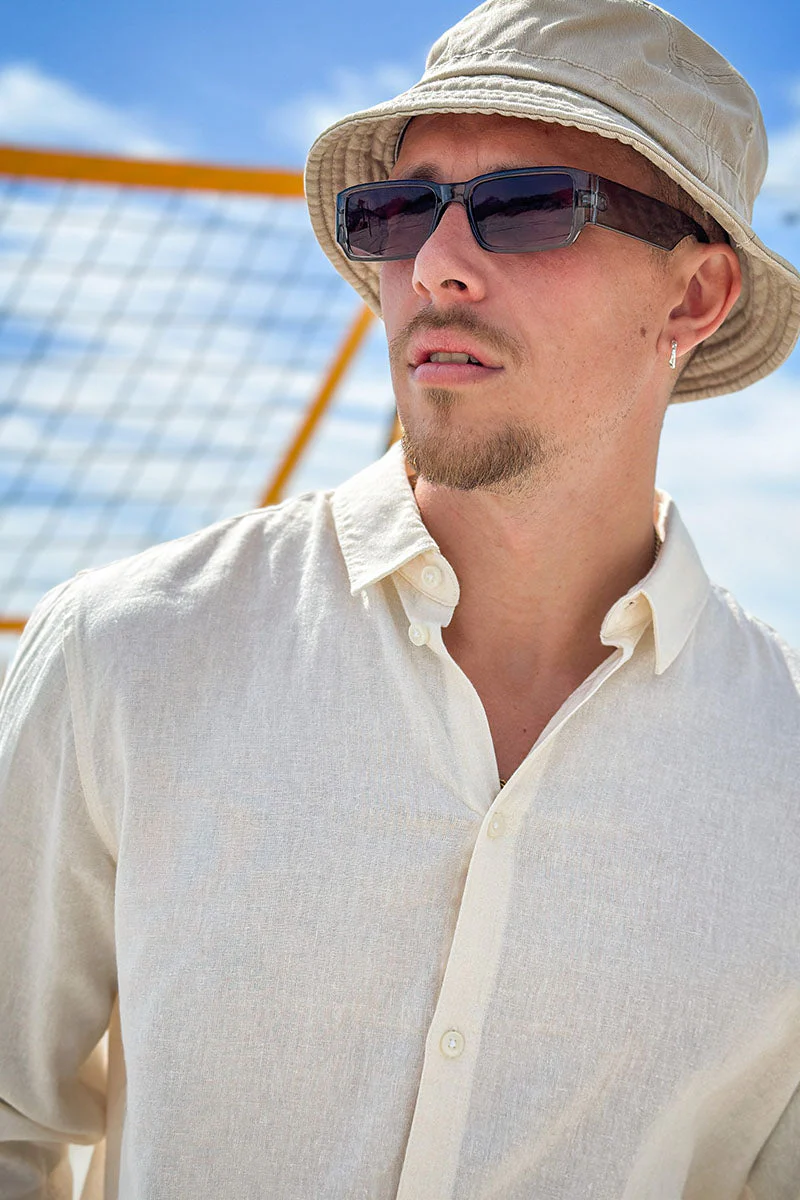 Solid Enea Allan Linen Shirt LS Off White - Image 3