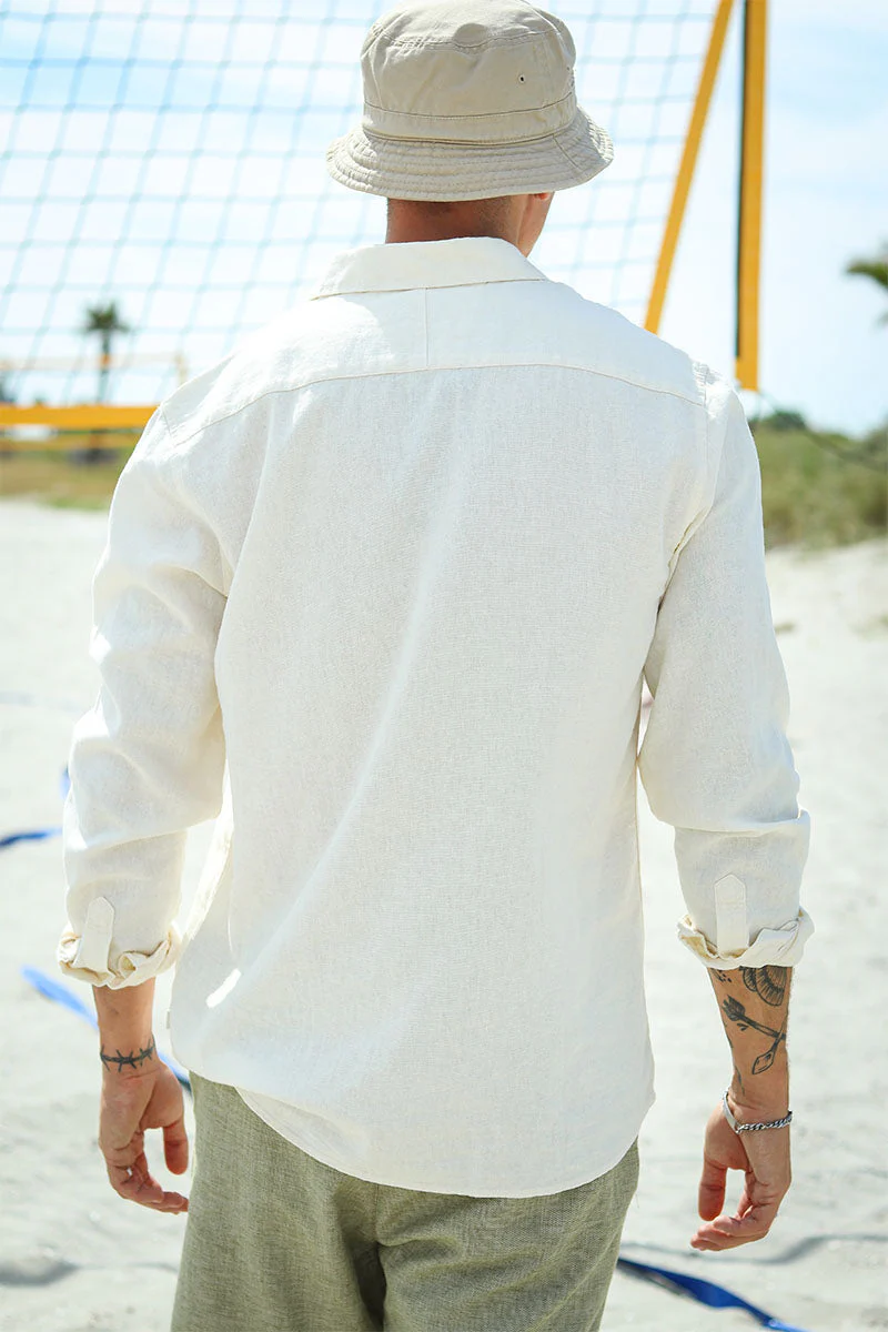 Solid Enea Allan Linen Shirt LS Off White - Image 4