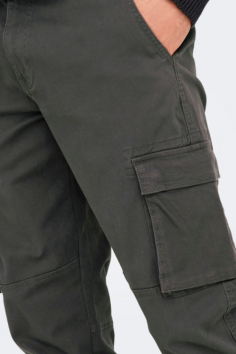 Only & Sons Cam Stage Cargo Cuff Pants Grey Pinstripe - Image 3