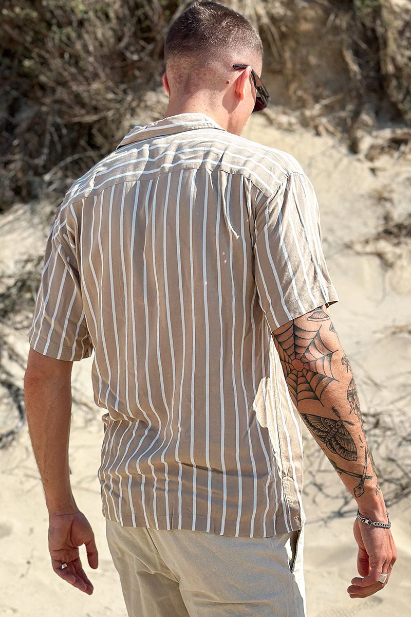Jack & Jones Jeff Resort Stripe Shirt SS Crockery - Image 3