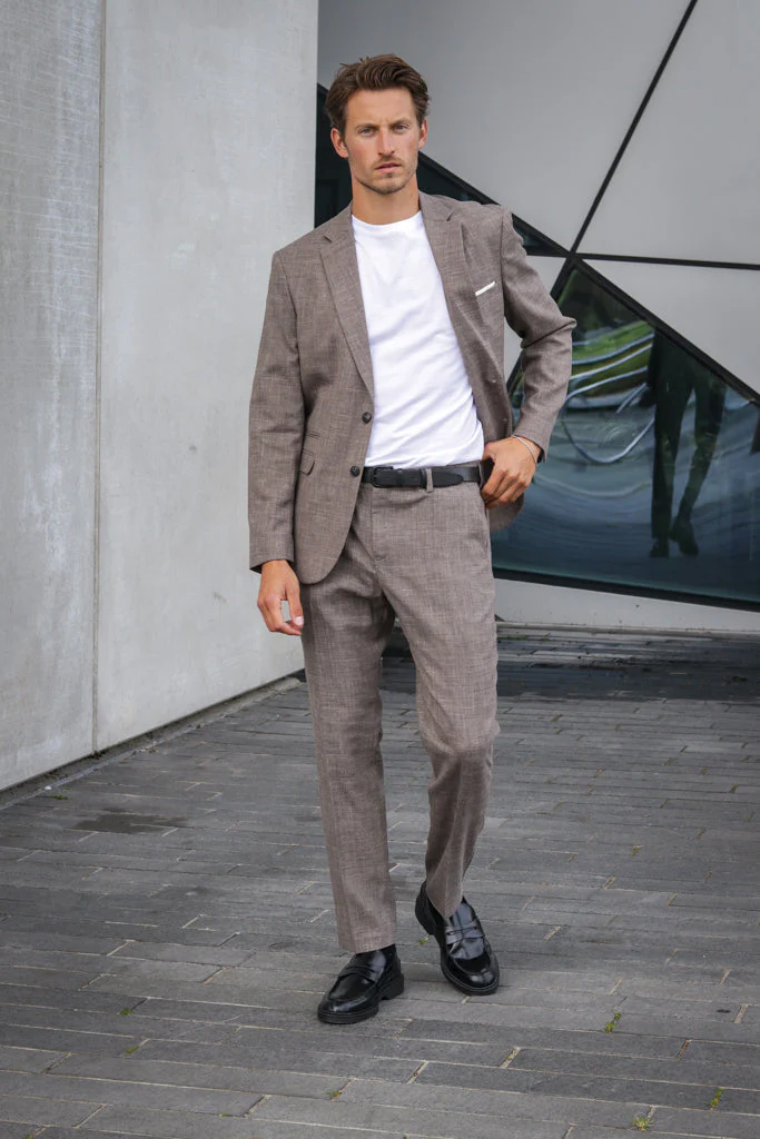 Selected SLIM OASIS LINEN BLAZER Dark Sand Melange - Image 5