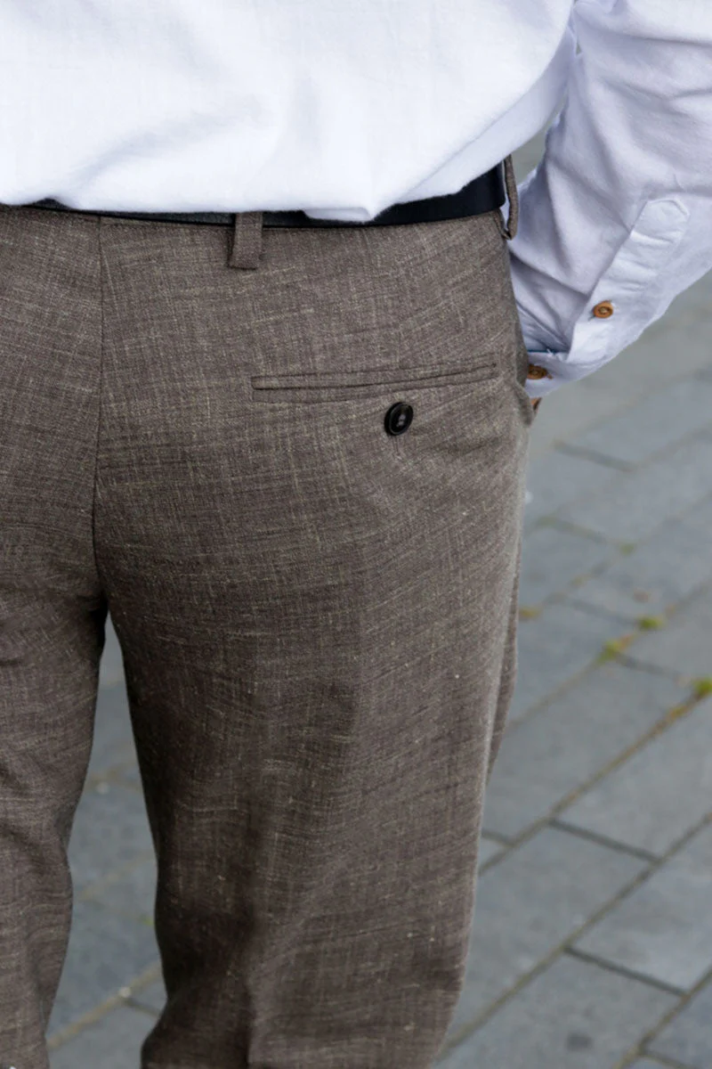 Selected SLIM OASIS LINEN PANTS Dark Sand Melange - Image 3