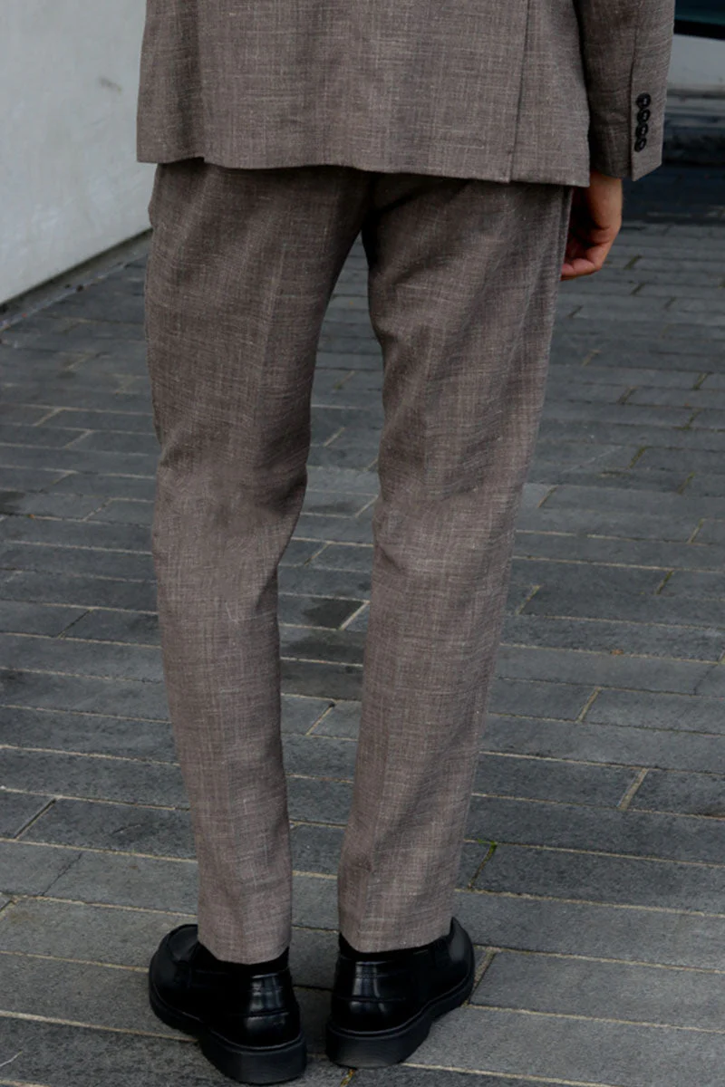 Selected SLIM OASIS LINEN PANTS Dark Sand Melange - Image 5
