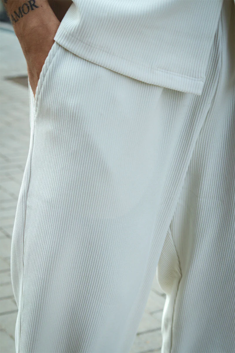 Selected Relax Plisse Trouser Egret - Image 3