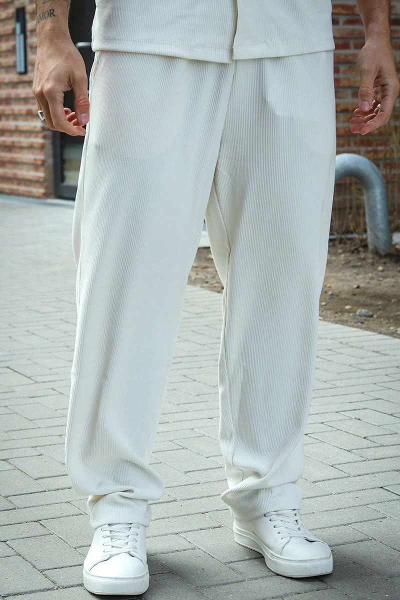 Selected Relax Plisse Trouser Egret - Image 4