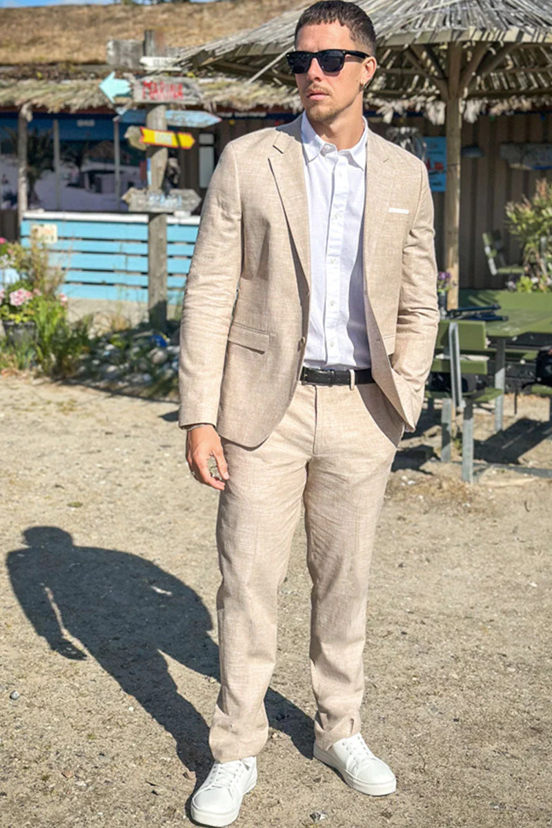 Jack & Jones Riviera Linen Trousers Beige - Image 5