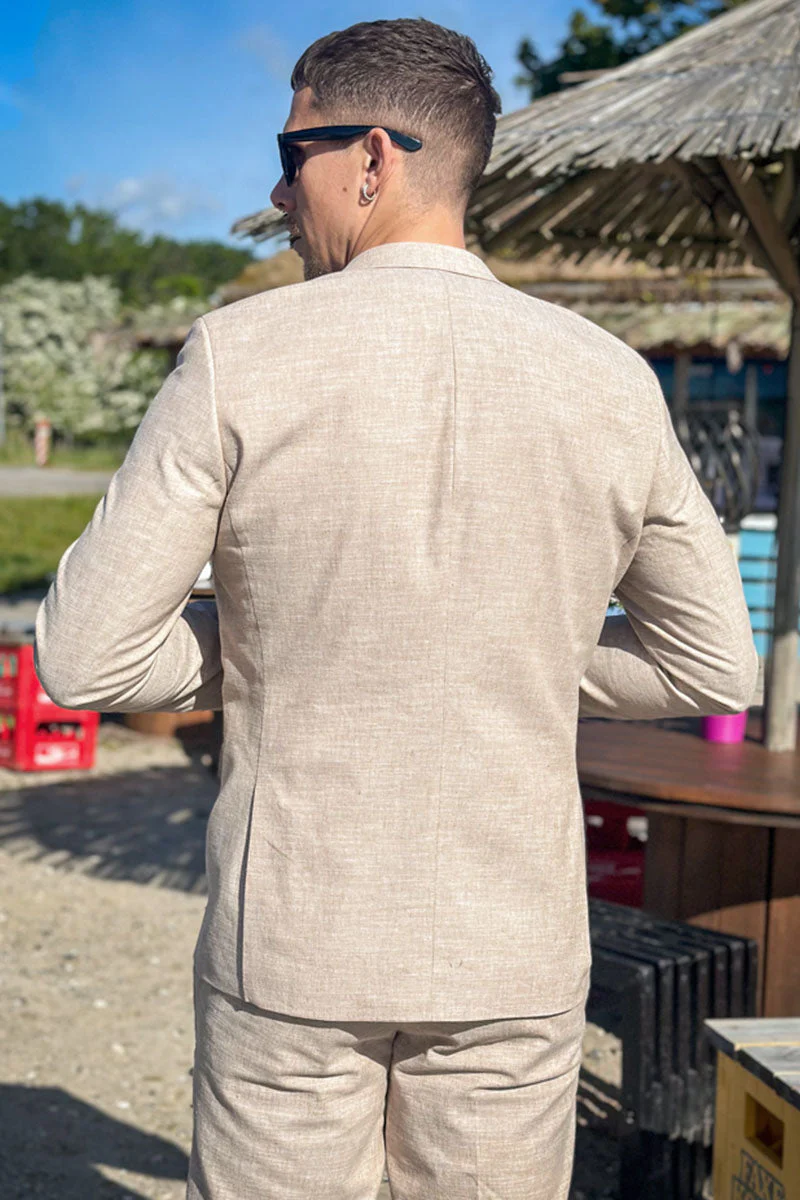 Jack & Jones Riviera Linen Blazer Beige - Image 4