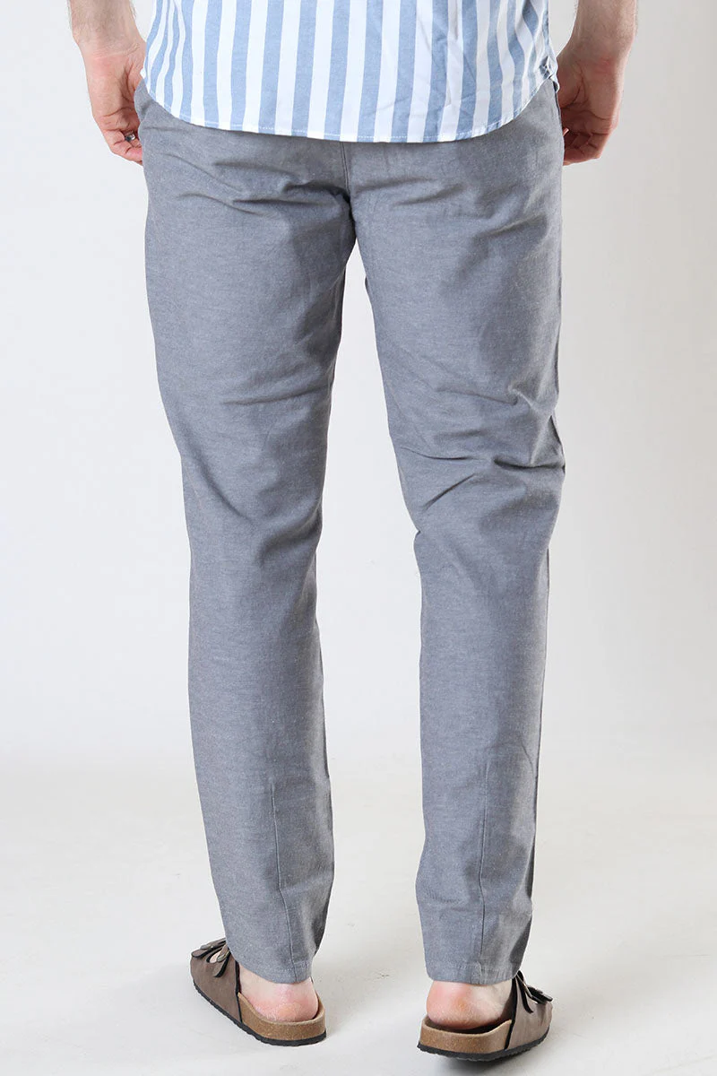 ONLY & SONS Mark Cotton Linen Pants Grey Pinstripe - Image 4