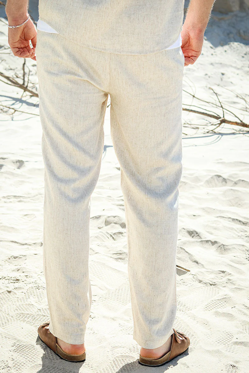 ONLY & SONS Sinus Loose Viscose Linen Pant Oatmeal - Image 5