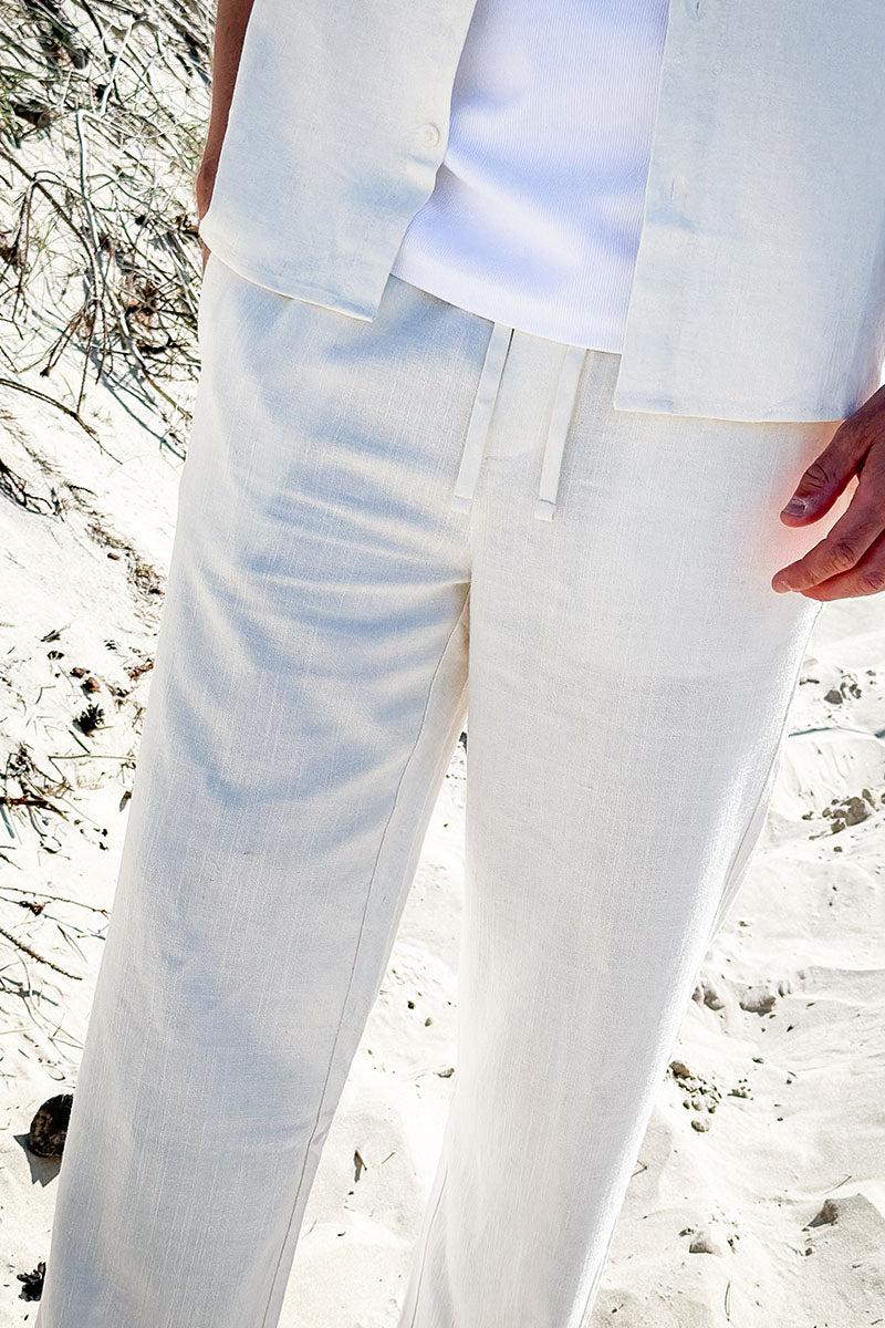 ONLY & SONS Sinus Loose Viscose Linen Pant White - Image 4