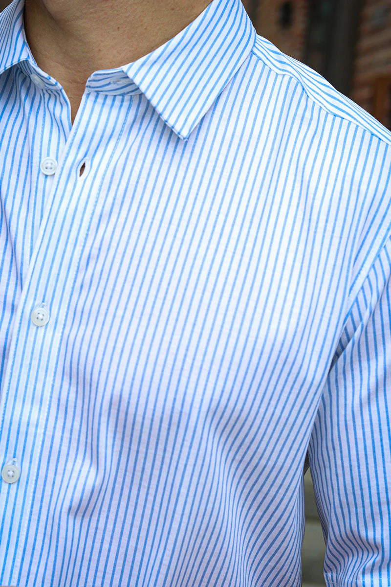 ONLY & SONS Miles SS Stretch Shirt Cashmere Blue Stripe - Image 5
