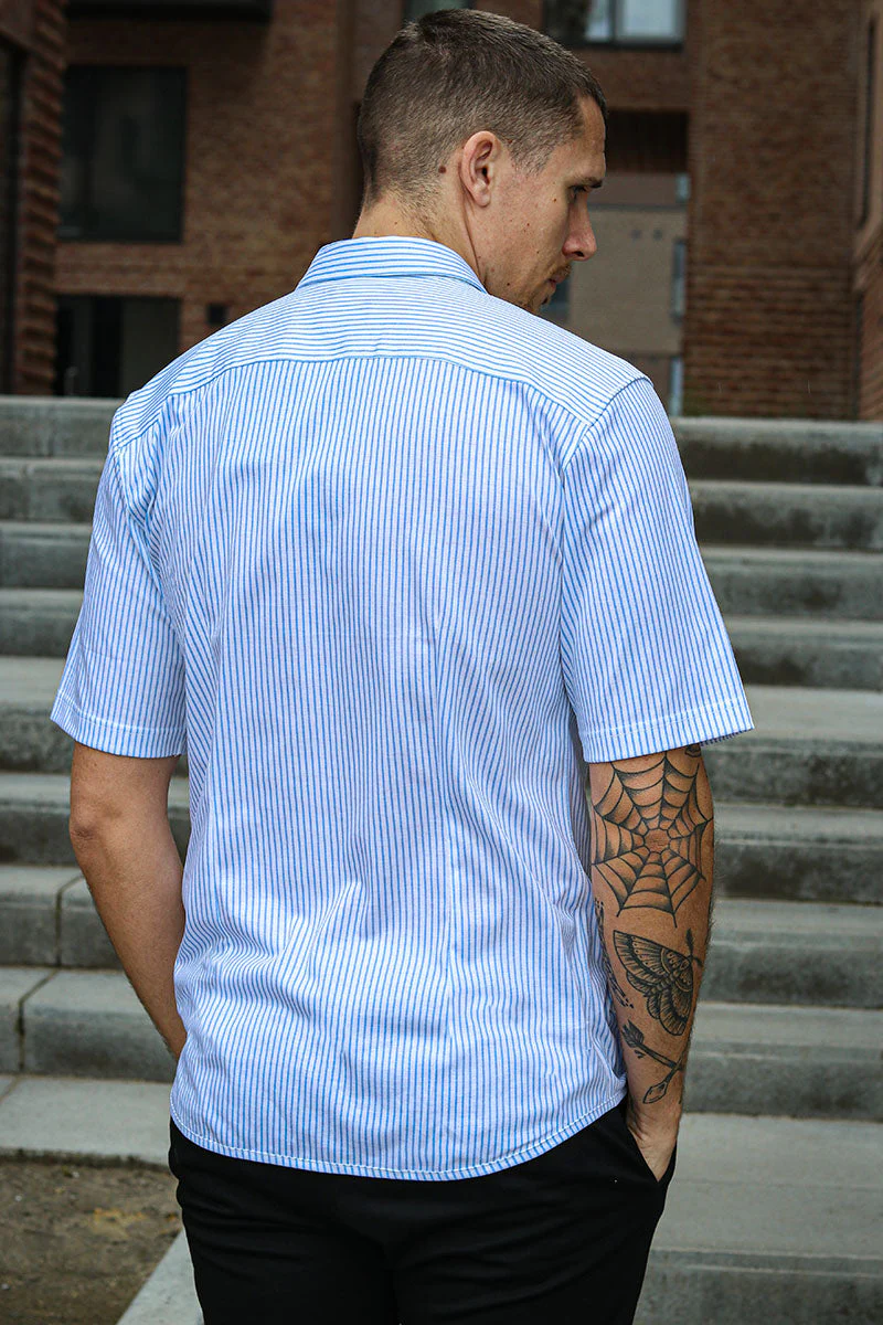 ONLY & SONS Miles SS Stretch Shirt Cashmere Blue Stripe - Image 6