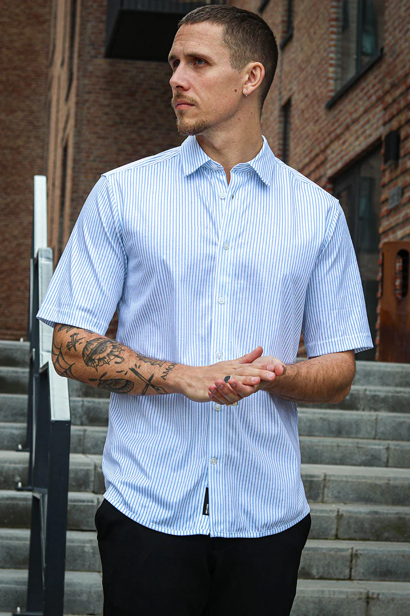 ONLY & SONS Miles SS Stretch Shirt Cashmere Blue Stripe - Image 7