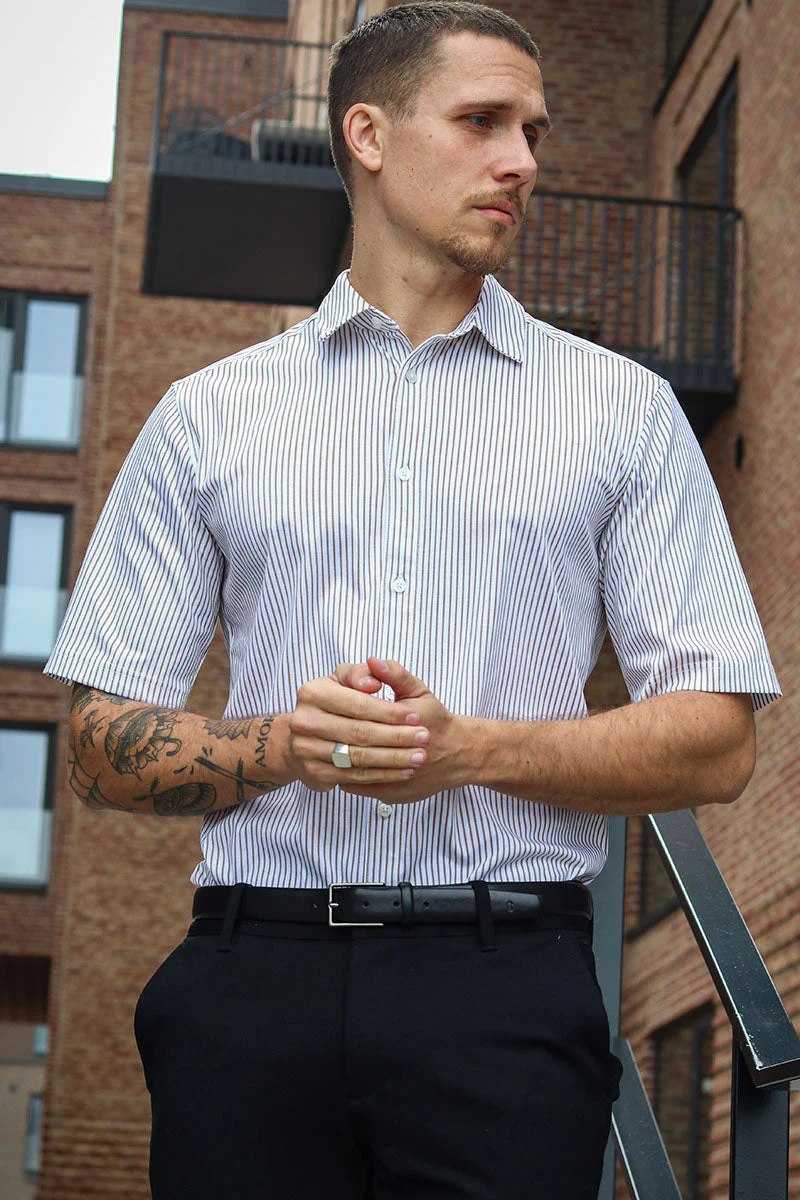 ONLY & SONS Miles SS Stretch Shirt Chinchilla Stripe - Image 4
