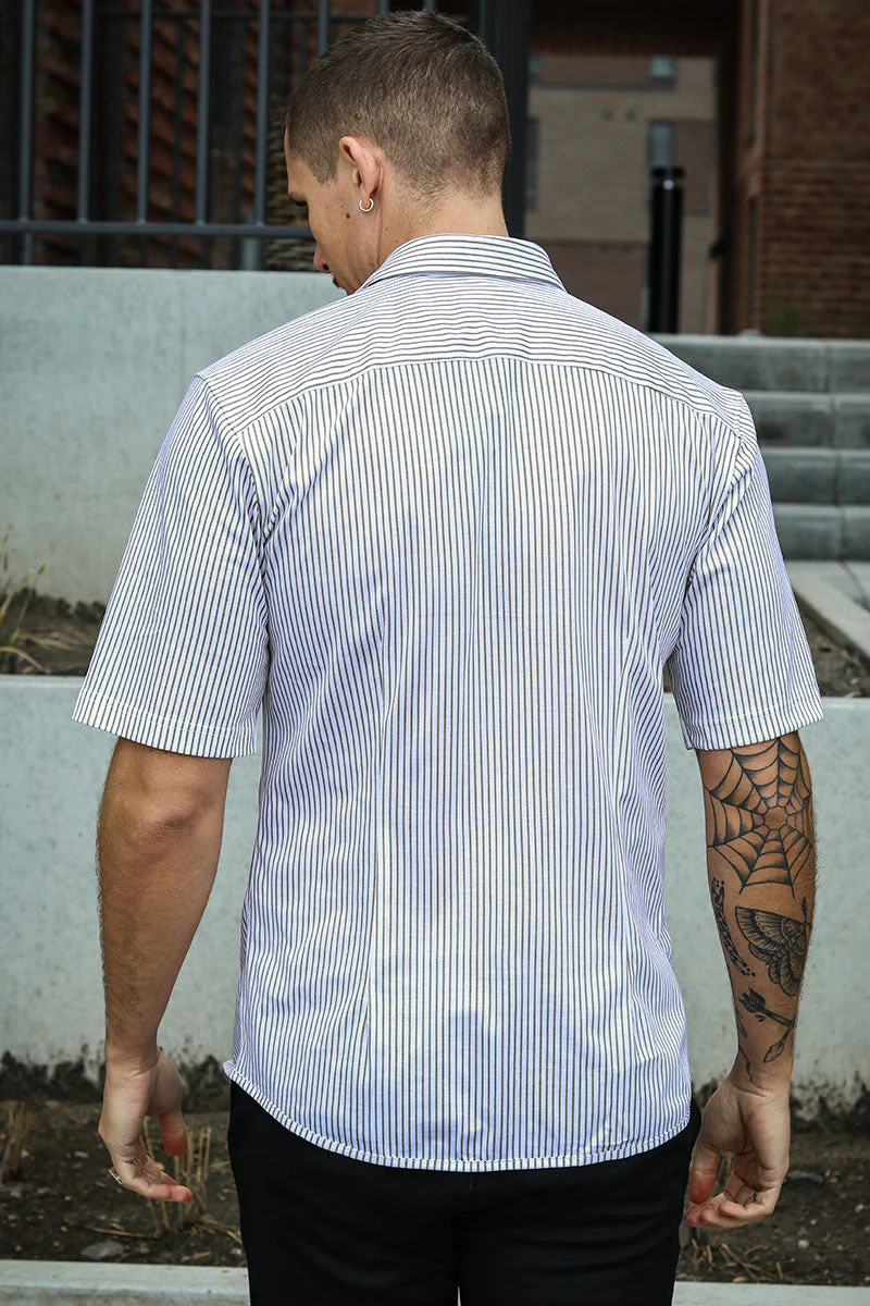 ONLY & SONS Miles SS Stretch Shirt Chinchilla Stripe - Image 6