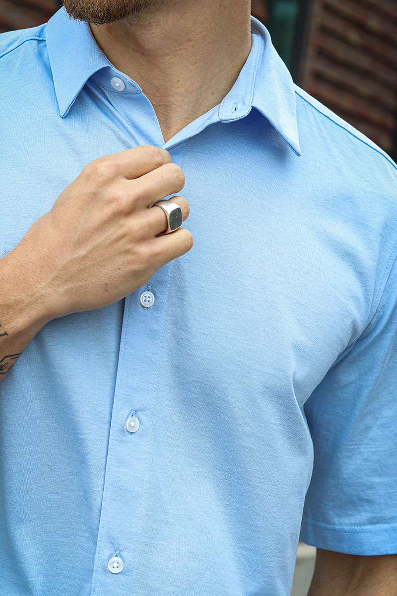 ONLY & SONS Miles SS Stretch Shirt Cashmere Blue - Image 5
