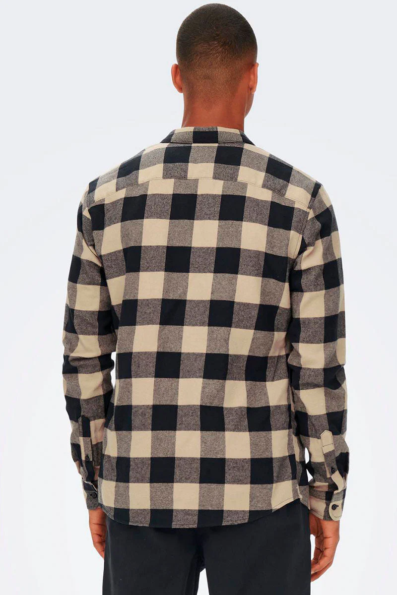 ONLY & SONS Gudmund LS Checked Shirt Dark Navy - Image 4