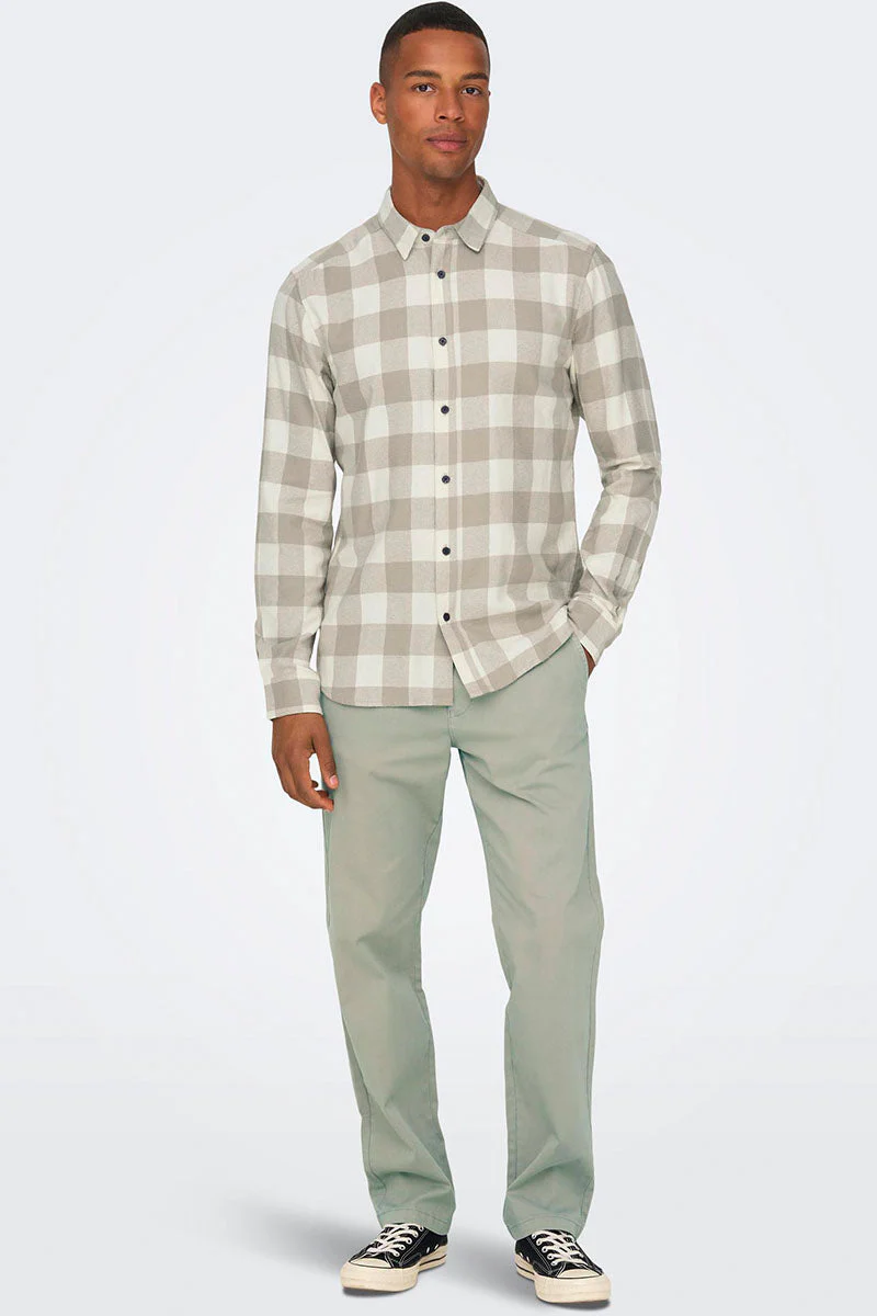 ONLY & SONS Gudmund LS Checked Shirt Antique White - Image 2