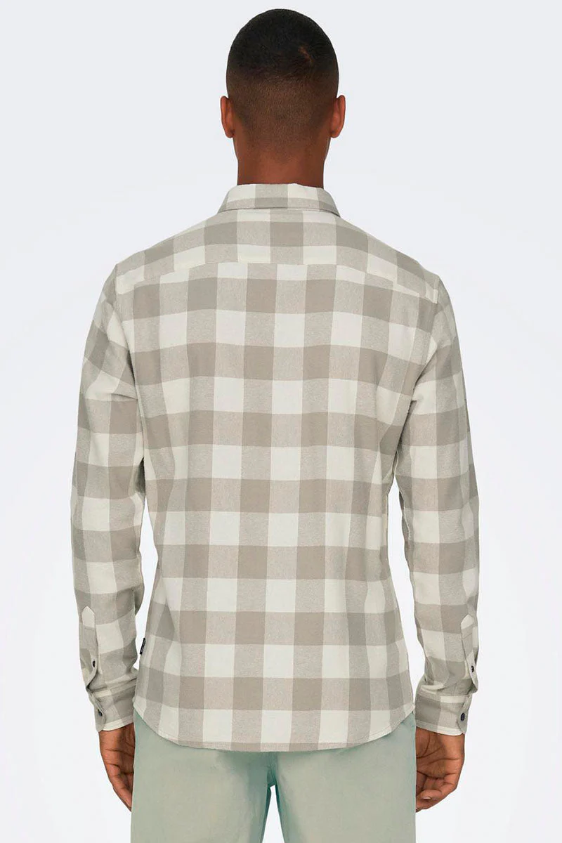 ONLY & SONS Gudmund LS Checked Shirt Antique White - Image 4