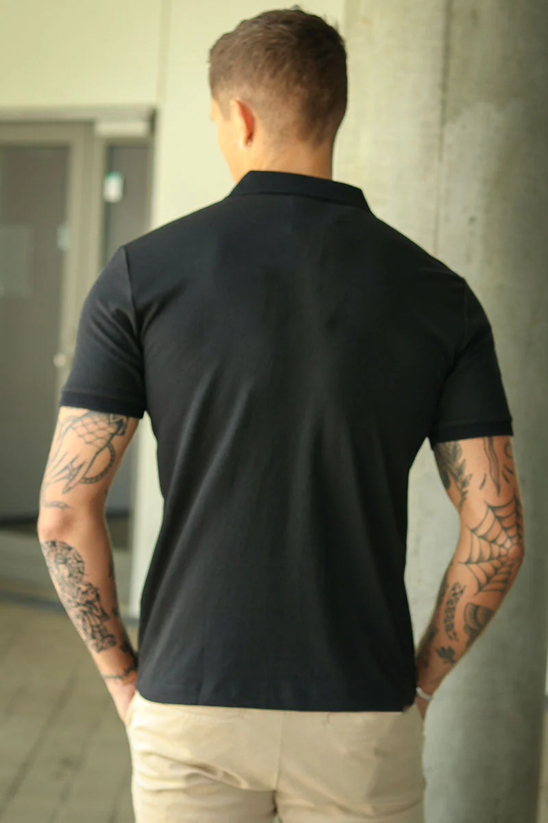 Selected Fave Zip Polo SS Black - Image 6