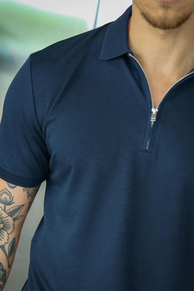 Selected Fave Zip Polo SS Sky Captain - Image 3