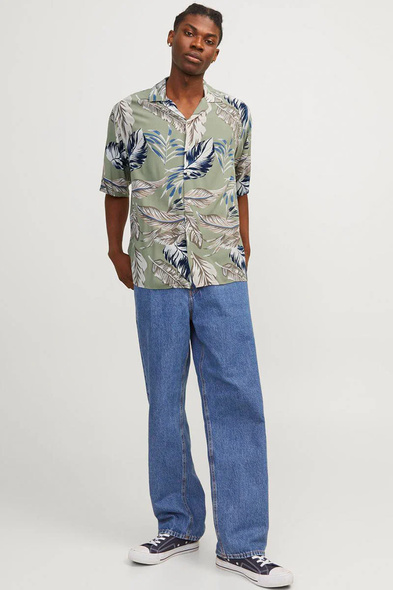 Jack & Jones Jeff AOP Resort Shirt SS Oil Green - Image 2