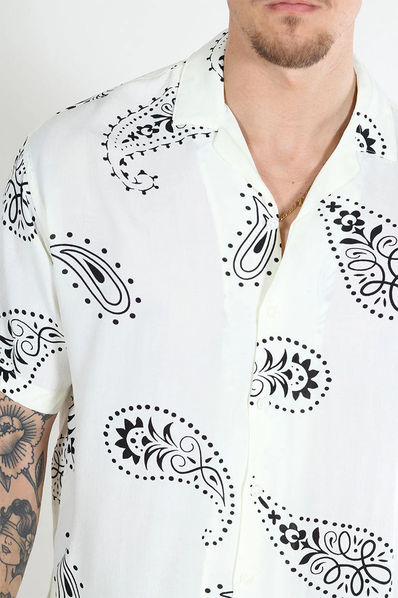 Jack & Jones Jeff Abstract Print Resort Shirt SS Cloud Dancer - Image 3