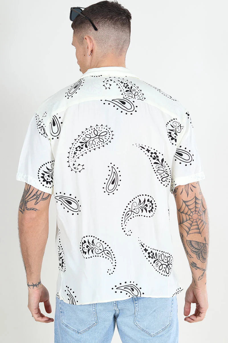 Jack & Jones Jeff Abstract Print Resort Shirt SS Cloud Dancer - Image 4