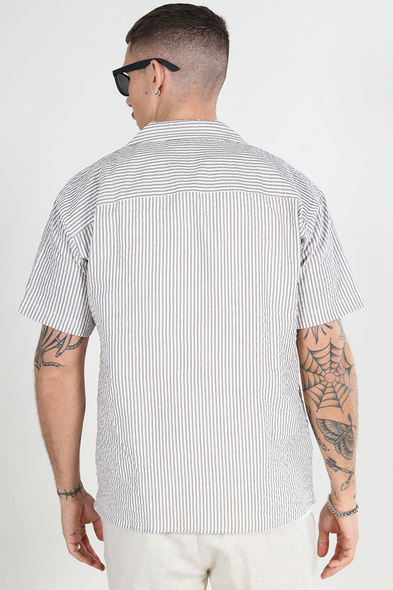 Jack & Jones Aydan Seersucker Resort Shirt SS Crockery - Image 3