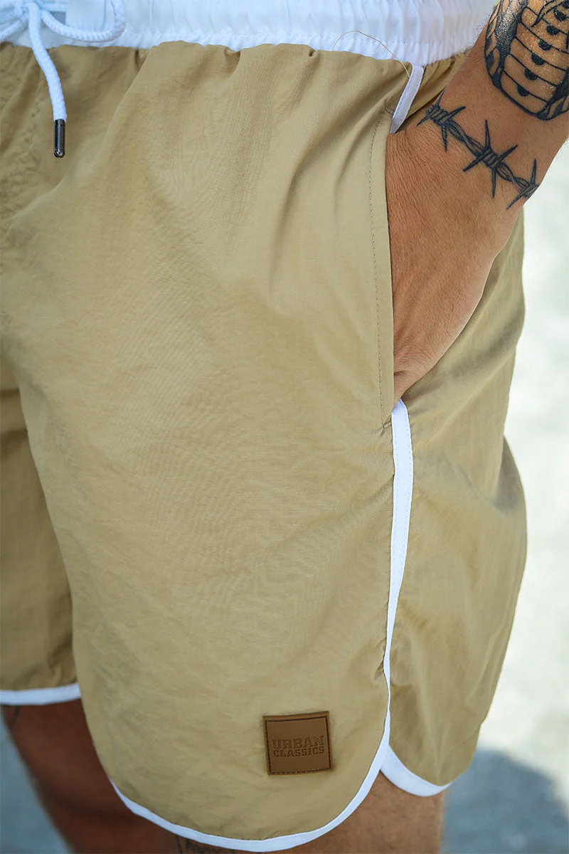Urban Classics Retro Badeshorts White/Beige - Image 4