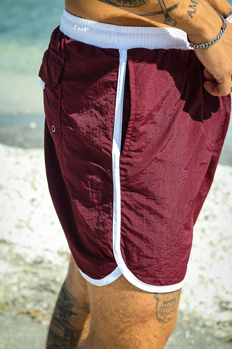 Urban Classics Retro Badeshorts White/Cherry - Image 3