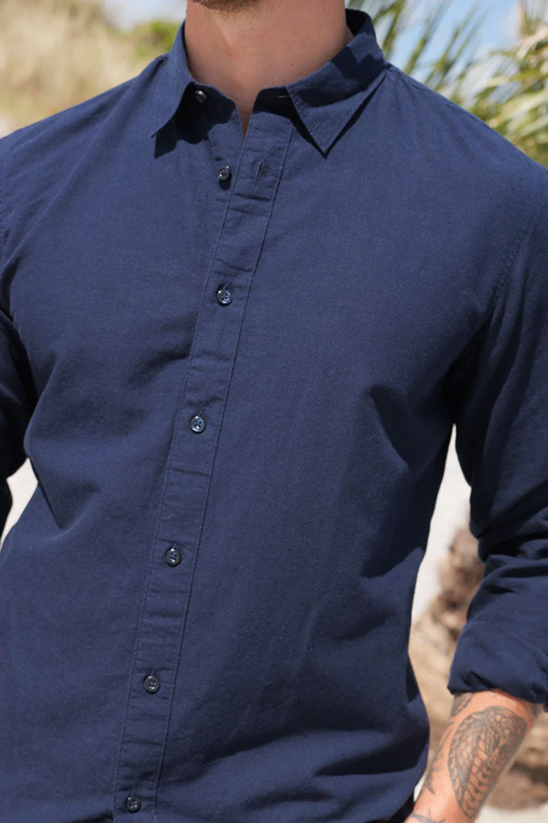 Selected Slim Sun Linen Shirt LS Sky Captain - Image 3