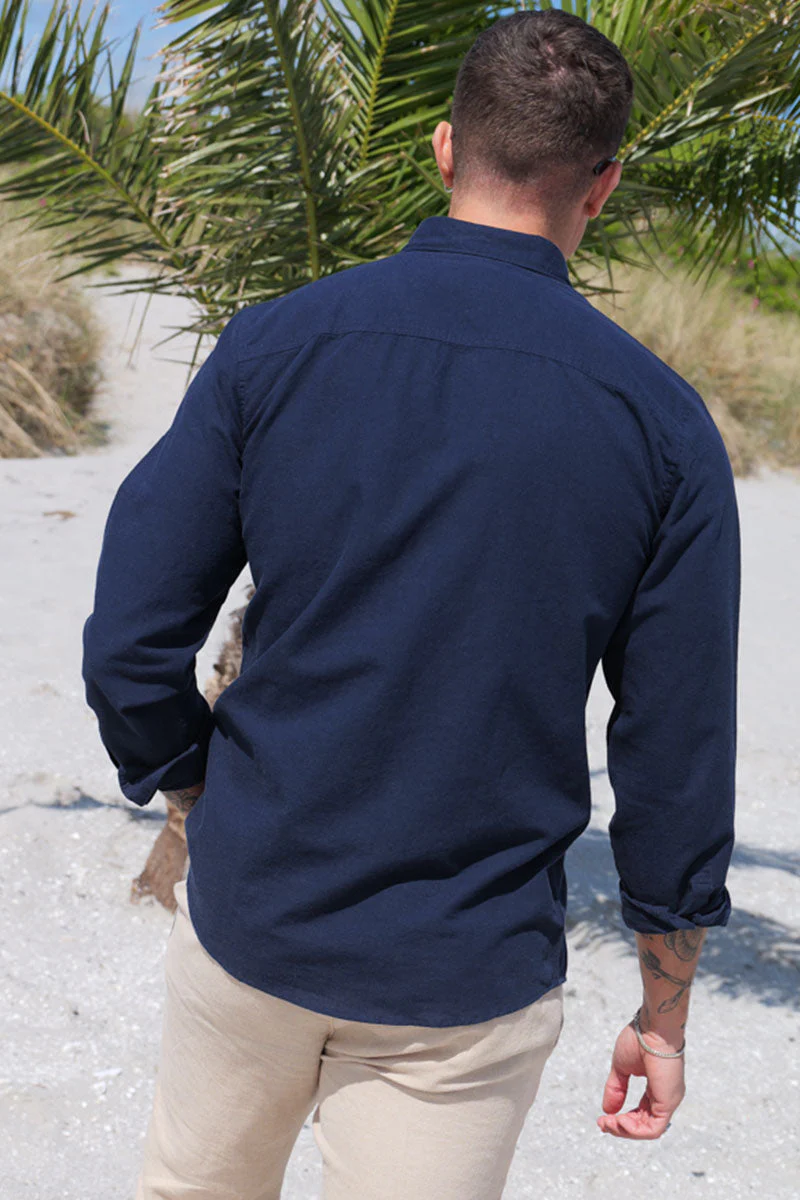 Selected Slim Sun Linen Shirt LS Sky Captain - Image 4