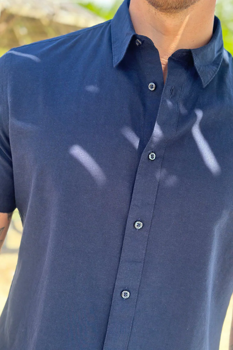 Selected Regular New Linen Shirt SS Sky Captain - Image 3
