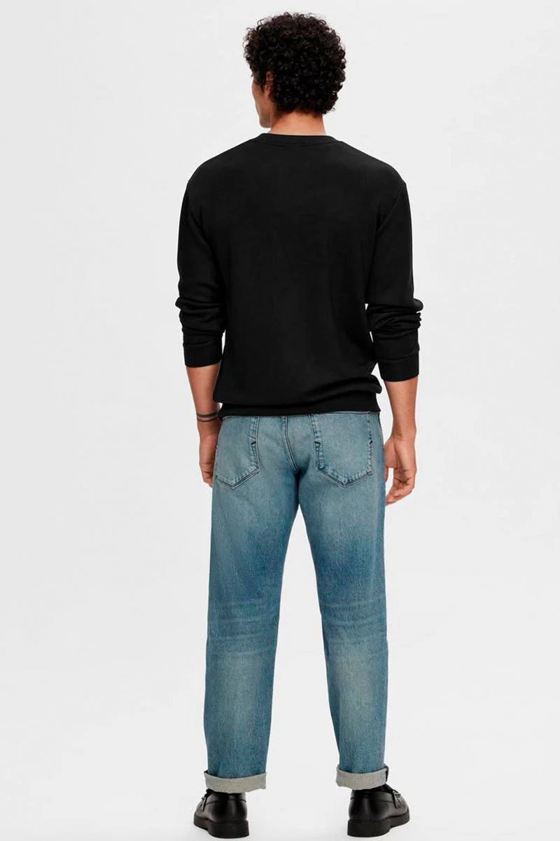 Selected Emanuel Soft Crew Neck Sweat Black - Image 5