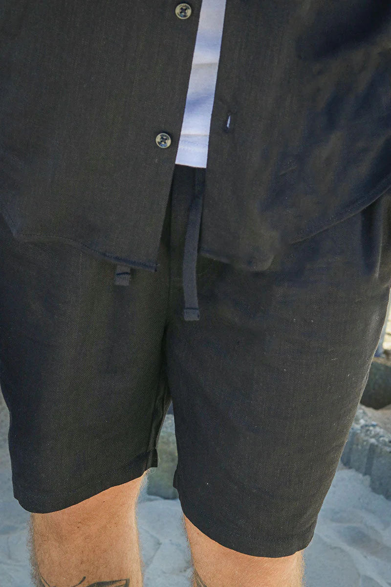ONLY & SONS Tel Viscose Linen Shorts Black - Image 4