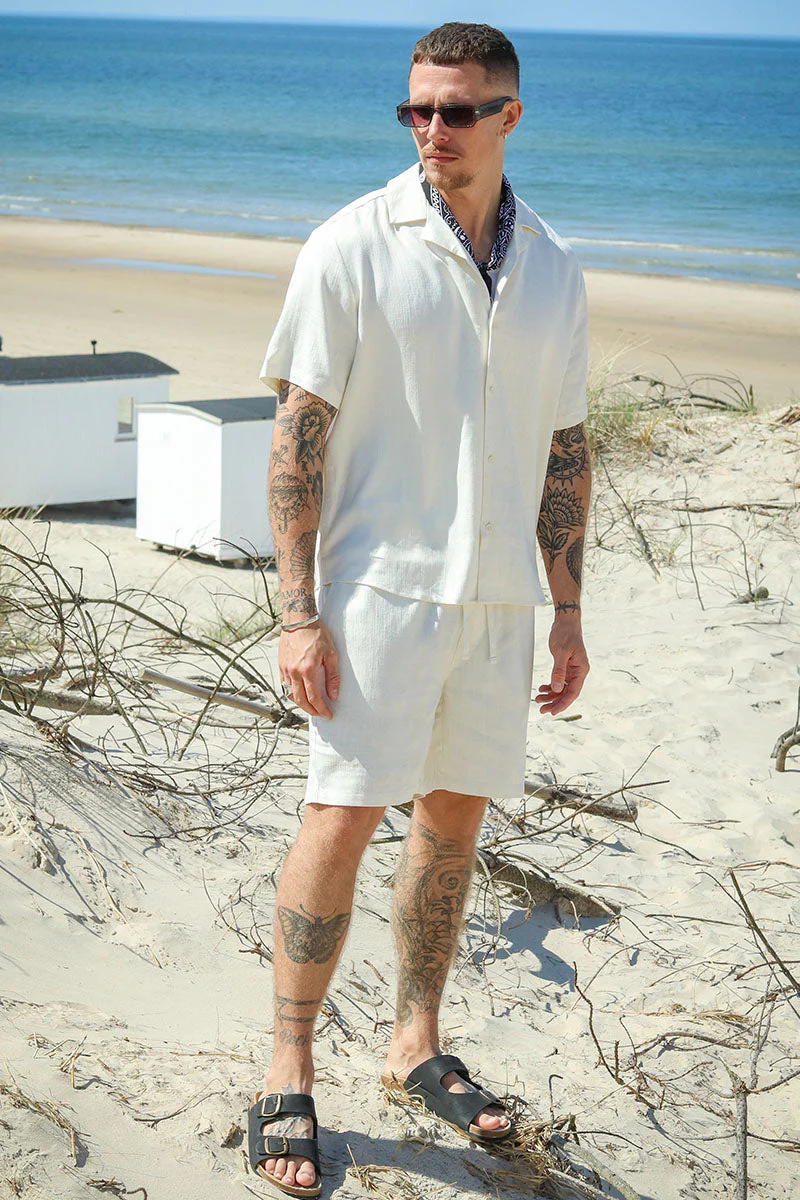 ONLY & SONS Kari Relaxed Cuba Shirt Viscose Linen White - Image 2