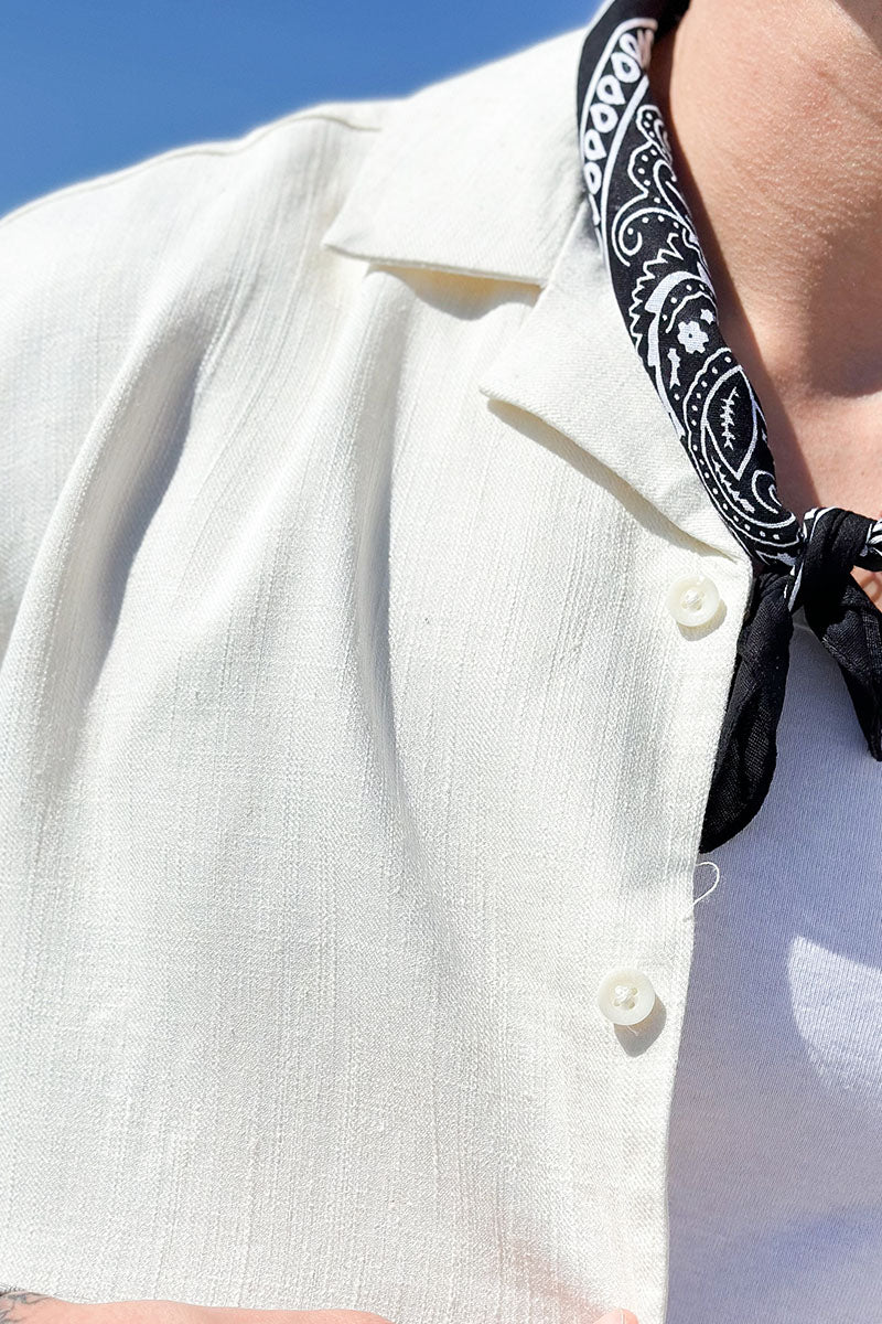 ONLY & SONS Kari Relaxed Cuba Shirt Viscose Linen White - Image 3