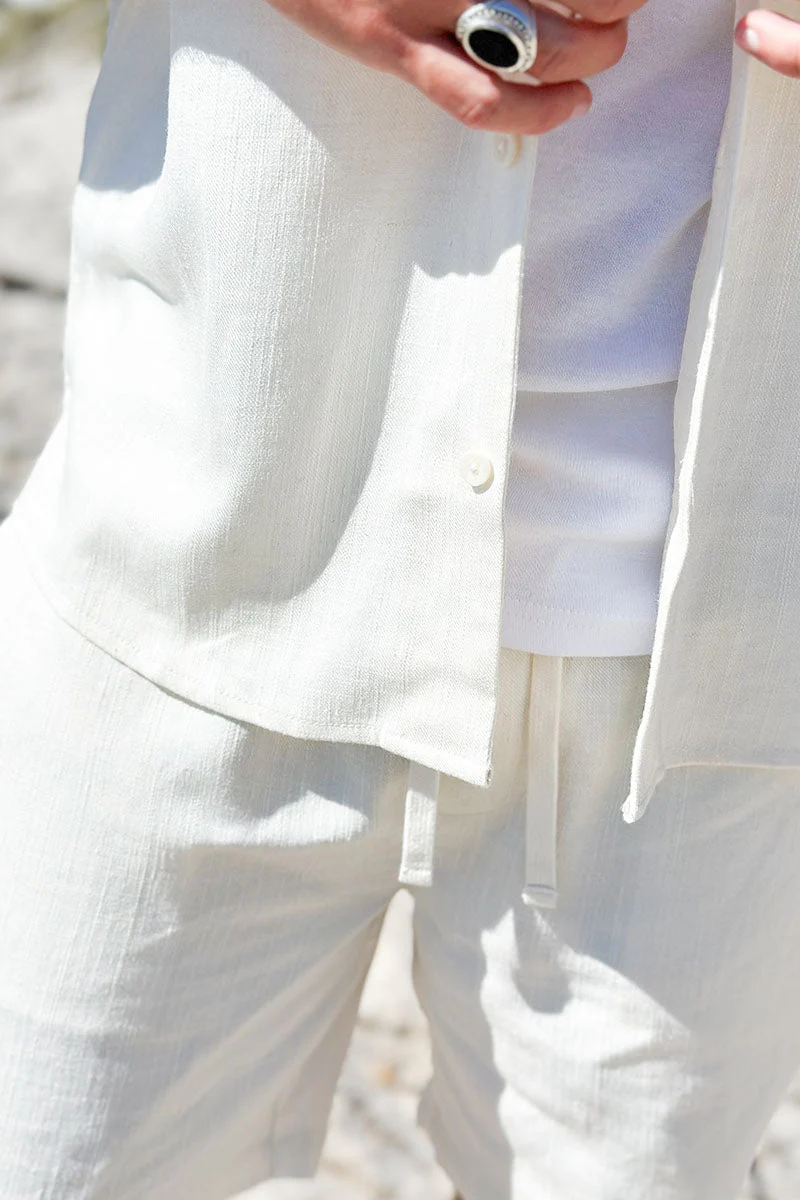 ONLY & SONS Kari Relaxed Cuba Shirt Viscose Linen White - Image 5
