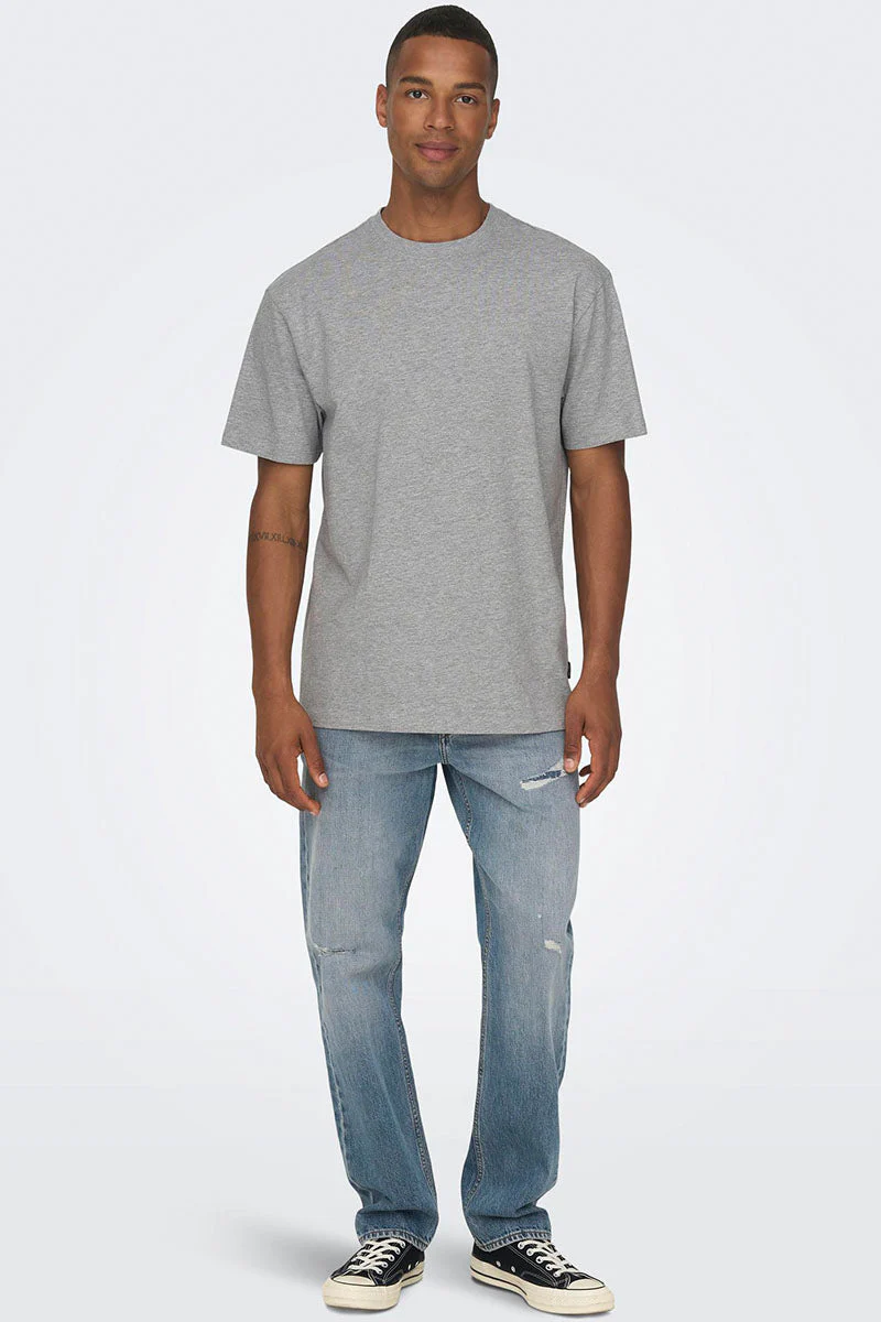 ONLY & SONS Fred Basic Oversize Tee Light Grey Melange - Image 2