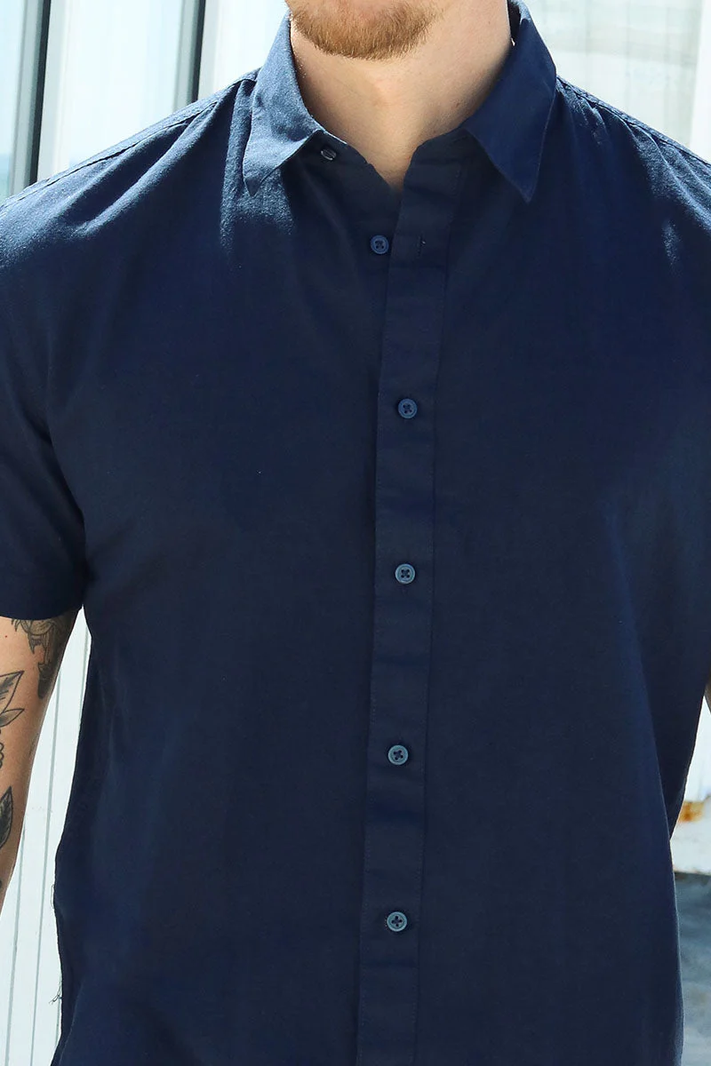 ONLY & SONS Caiden SS Linen Shirt Night Sky - Image 3