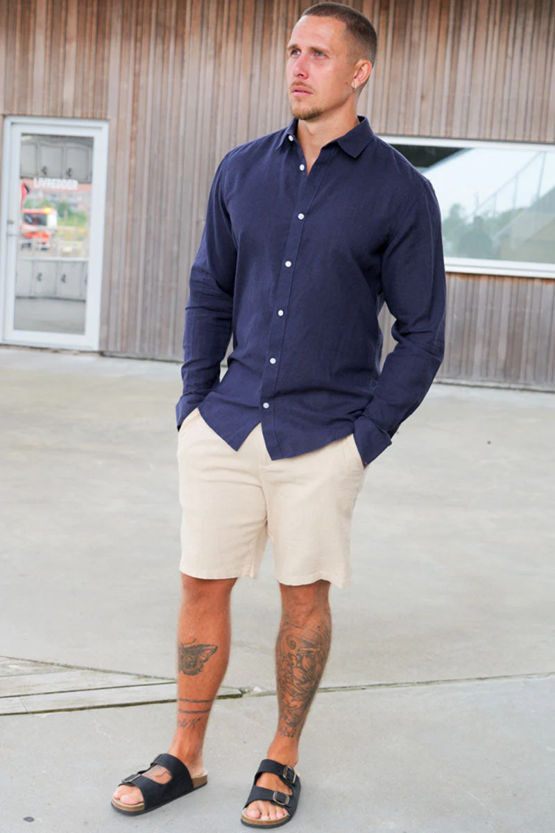 ONLY & SONS Caiden LS Linen Shirt Night Sky - Image 2