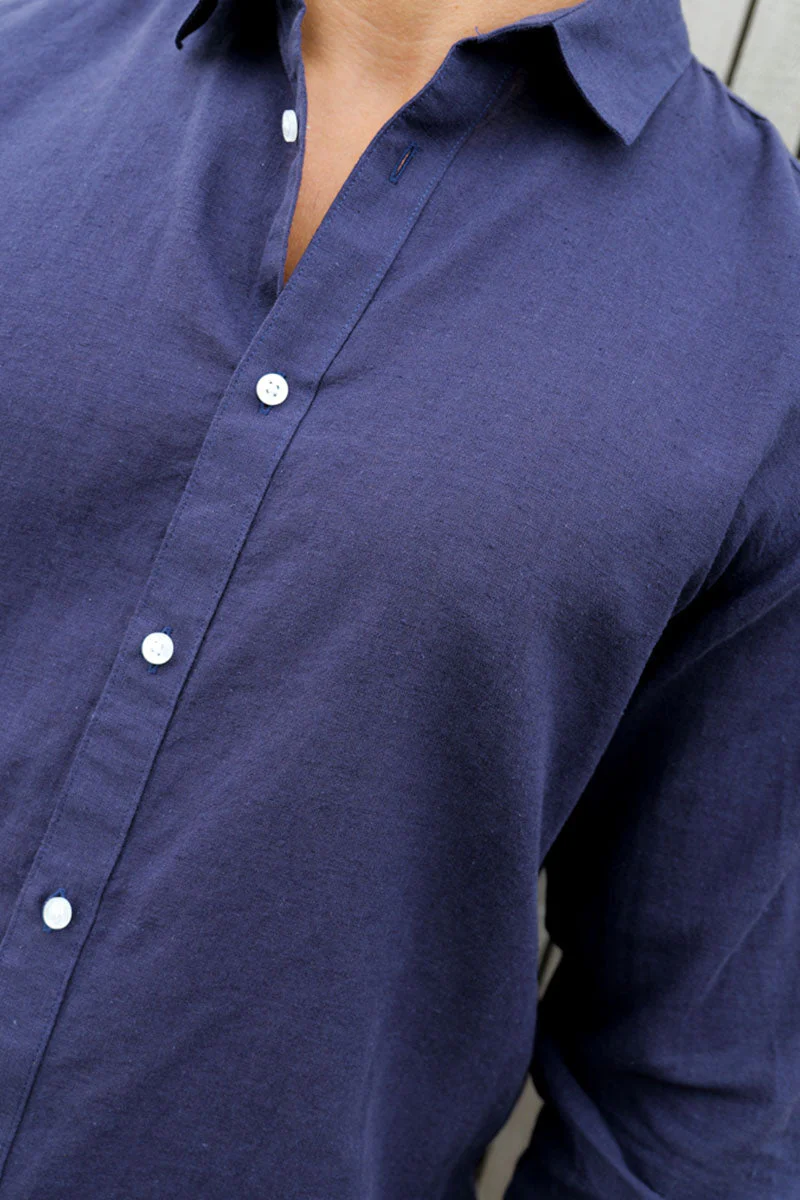 ONLY & SONS Caiden LS Linen Shirt Night Sky - Image 3