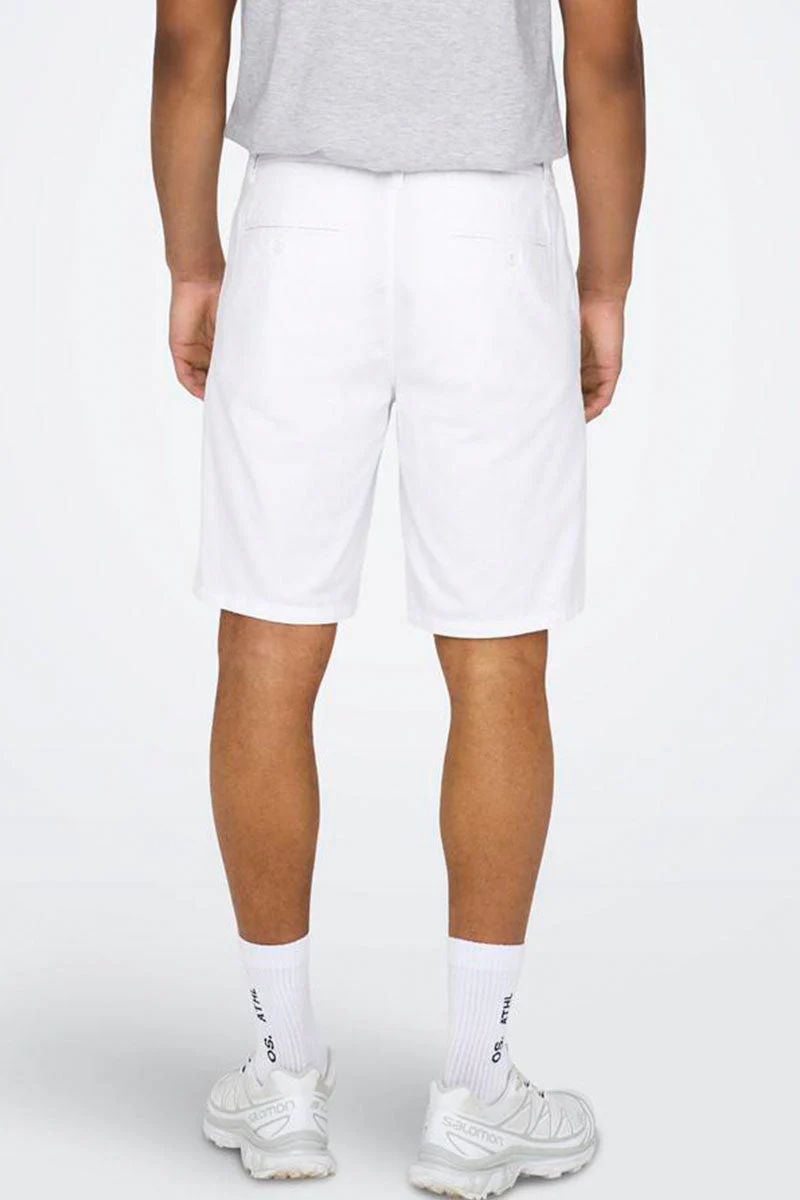 ONLY & SONS Mark Cotton Linen Shorts White - Image 4